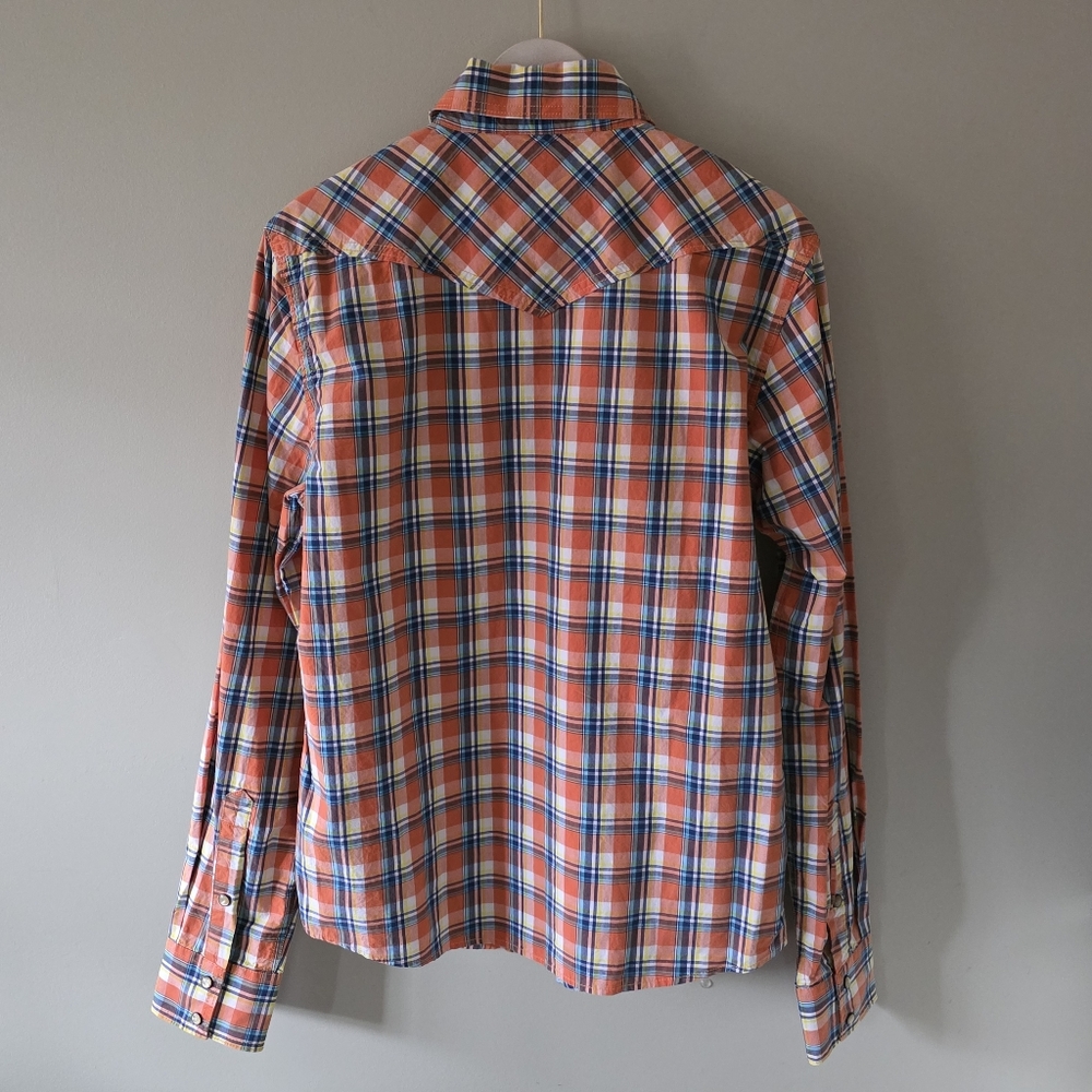 NWT Campus Crew M Deadstock Vintage Y2K Western Madras Plaid Pearl Snap Shirt - Picture 10 of 15